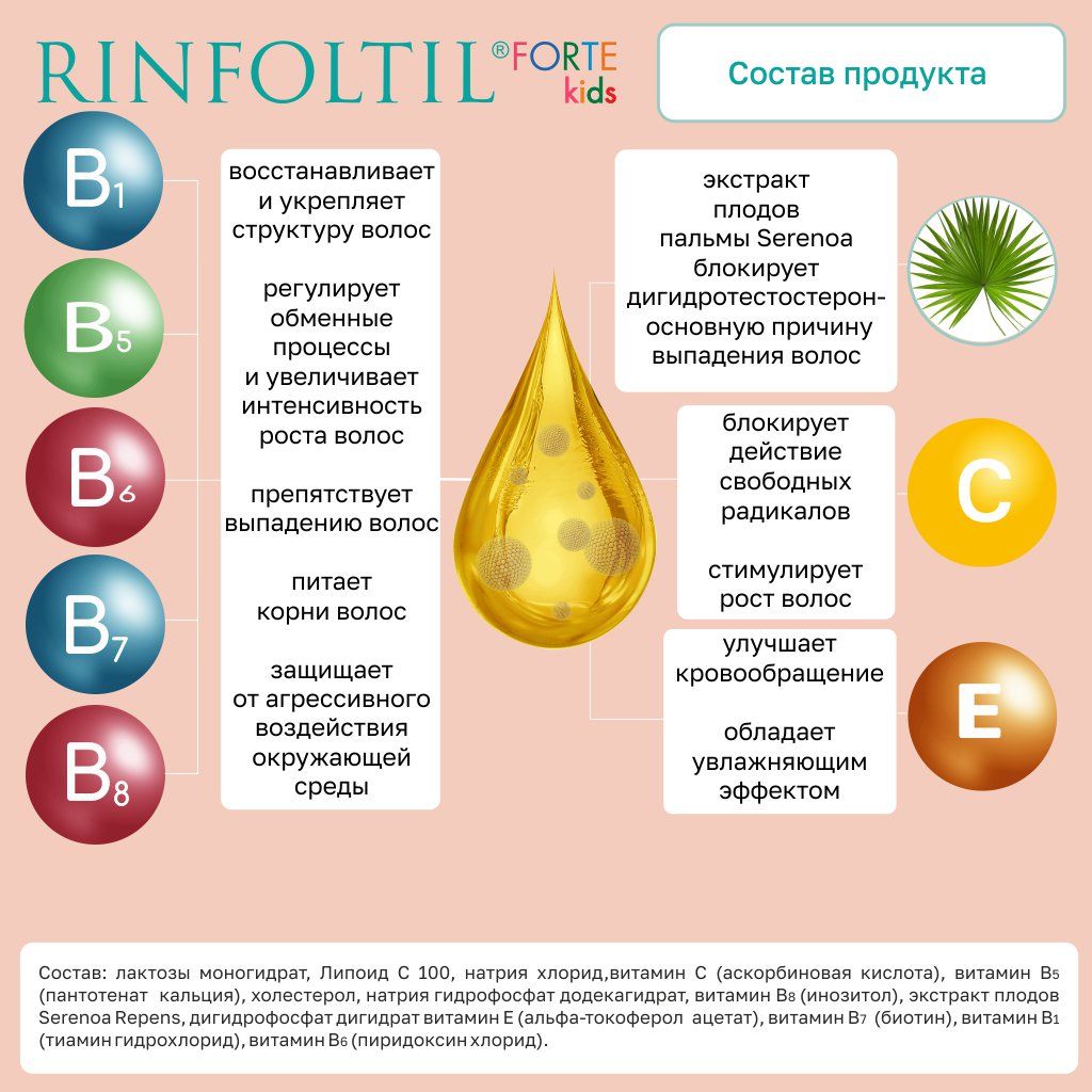 Rinfoltil kids forte Средство по уходу за волосами детей, сыворотка с липосомами, 30 шт.