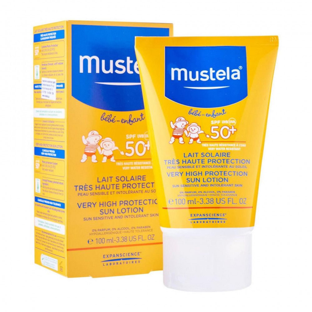 фото упаковки Mustela Sun Солнцезащитное молочко для детей SPF-50+