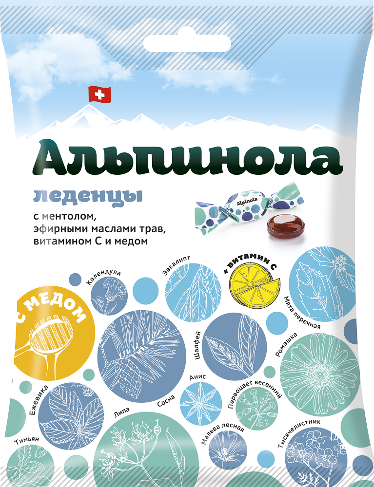 фото упаковки Альпинола леденцы с медом Ментол-Эфирные масла-Витамин C