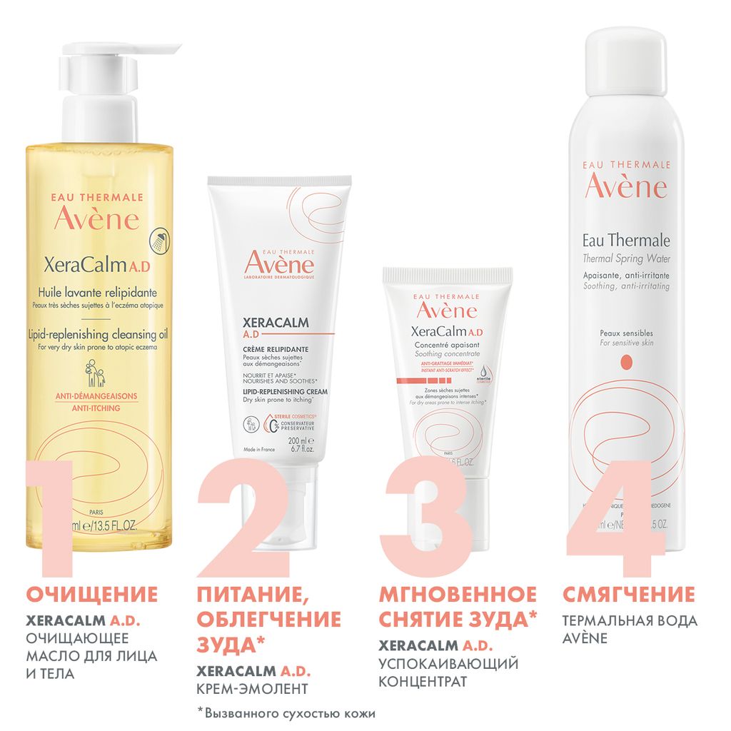 Avene XeraCalm A.D масло липидовосполняющее очищающее, масло, 400 мл, 1 шт.