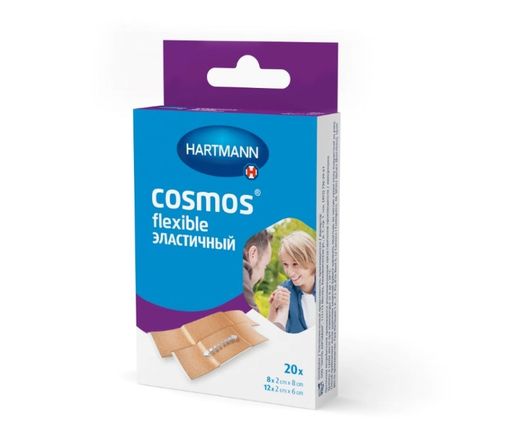 Cosmos Textile Elastic Пластырь, 2 размера, пластырь медицинский, текстильный эластичный, 20 шт.