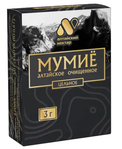 Мумие Алтайский Нектар, сырье растительное цельное, 3г, 1 шт.