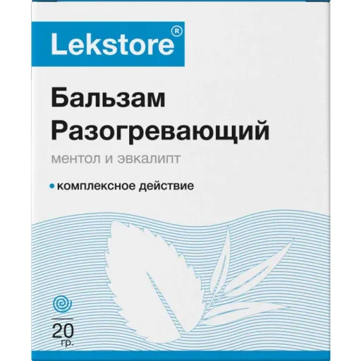 Lekstore Бальзам для тела с разогревающим эффектом, Ментол-Эвкалипт, 20 мг, 1 шт.