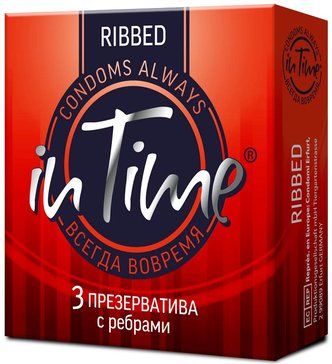 Презервативы In Time Ribbed, презерватив, ребристые, 3 шт.