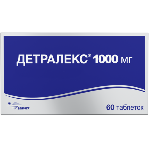 Детралекс, 1000 мг, таблетки, покрытые пленочной оболочкой, 60 шт.