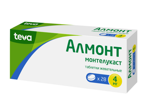 Алмонт, 4 мг, таблетки жевательные, 28 шт.